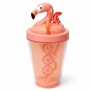 Flamingo Top Pink Tumbler with Straw